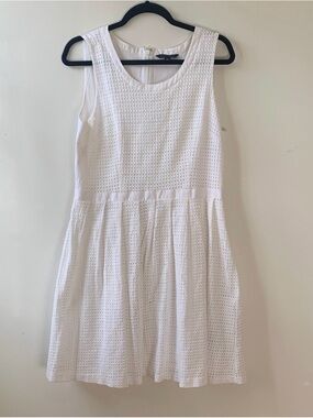Tommy Hilfiger White Sleeveless Eyelet Fit & Flare Mini Dress